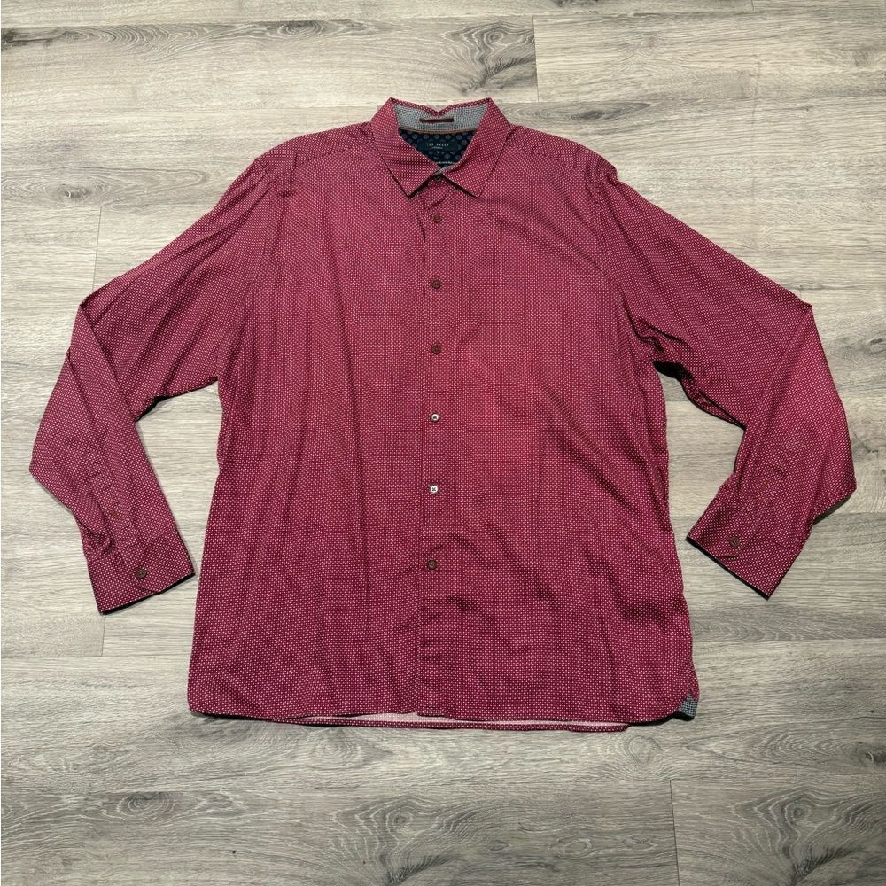 Ted Baker Men's Classic Maroon Patterned Button-Down Shirt